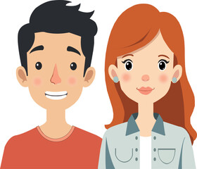 Happy cartoon couple smiling together, eps.