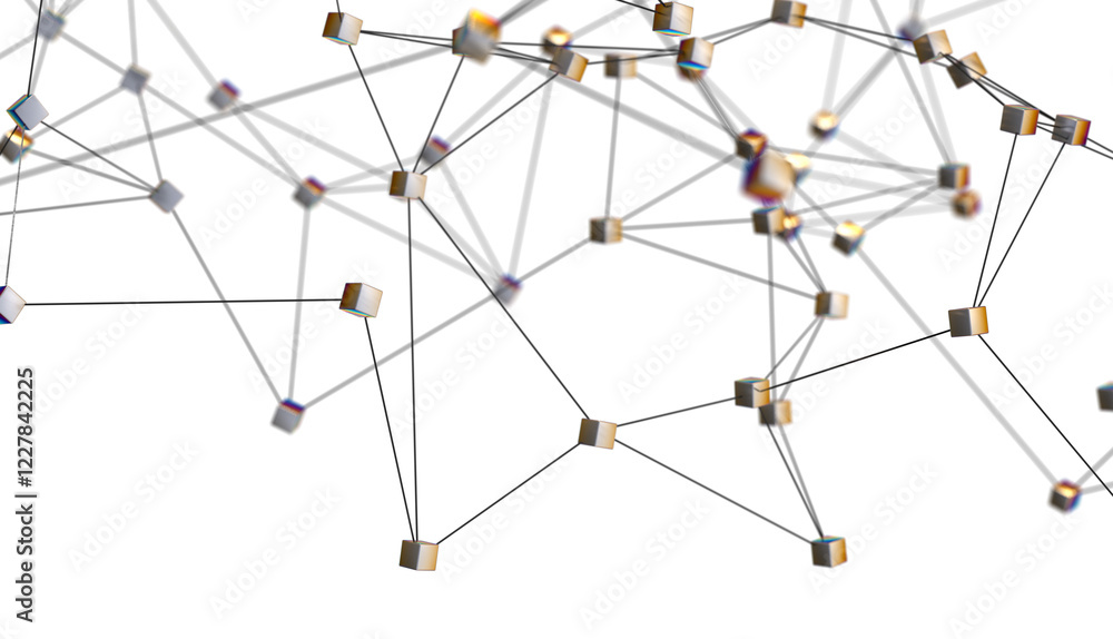 Leinwandbilder Abstract digital connection dots and lines. Technology background. Network connection structure. Plexus effect. 3d