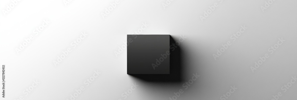 Leinwandbilder minimalist black cube casting shadow on white background in a creative design space. generative ai