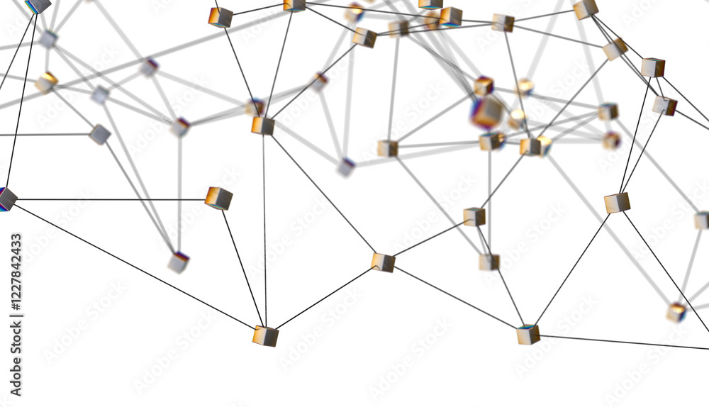 Poster Abstract digital connection dots and lines. Technology background. Network connection structure. Plexus effect. 3d