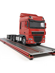 A truck or trailer carrying cargo undergoes a weighing procedure on truck scales. Neural network AI generated art