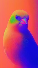 Vibrant finch close-up on soft grey background bird artistic nature shot colorful environment