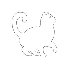 Cat Line Art Illustration Vector With White Background.