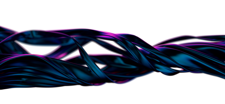 background with curved blue paper sheets isolated on black