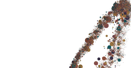  Colorful assorted confetti with serpentine on white