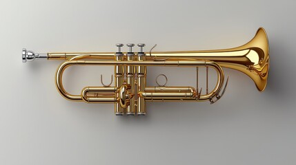 Fototapeta premium A Shiny Gold Trumpet Isolated on White Background