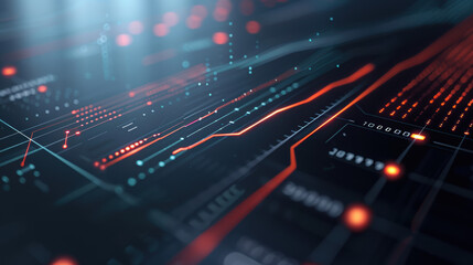 Obraz premium A futuristic digital interface with glowing lines and numbers.