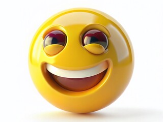 Fototapeta premium Dizzy Emoji Face: Glossy Yellow 3D Cartoon Emoticon Night Photography