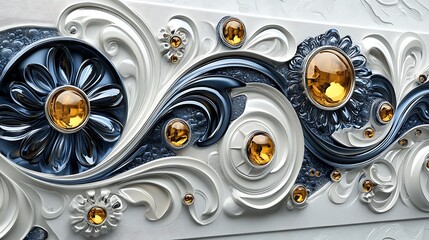 Abstract Floral Design With Ornate Embellishments And Gems