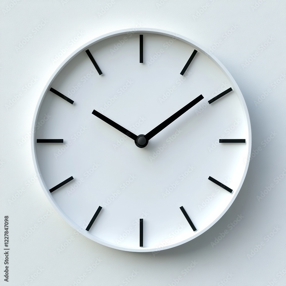Poster modern wall clock design with minimalistic features and black hands showing time accurately. generat