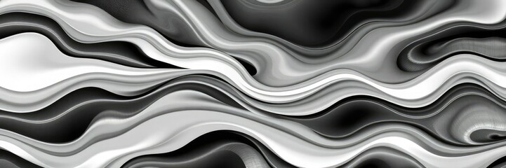 Black and white abstract wallpaper with wavy shapes adds depth and visual interest to any room, black and white, minimalist