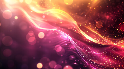 Fototapeta premium Abstract waves of color with glowing particles creating a vibrant, dynamic visual effect.