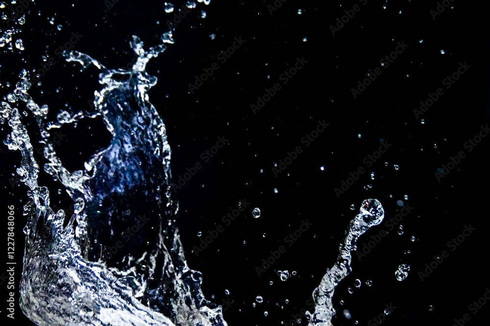 Poster dynamic splash of water against a dark background capturing motion and fluidity in high detail