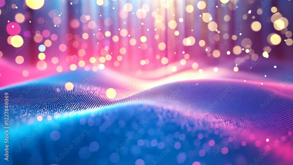 Poster a soft and dreamy abstract video background with a gentle gradient of pink and blue, enhanced by a s