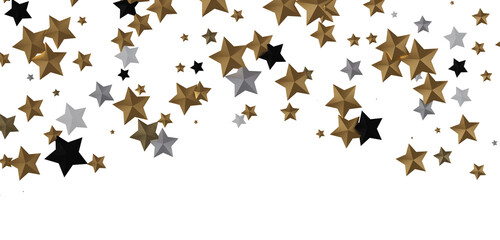 Stars - Holiday golden decoration, glitter frame isolated -