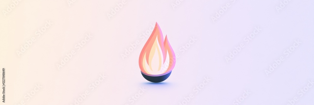 Poster flame icon representing warmth and energy in a modern design on a light background. generative ai
