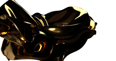 Golden Threads: Abstract 3D Cloth Illustration for Luxurious Designs