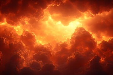 Fototapeta premium Dramatic Fiery Sky with Glowing Clouds at Sunset