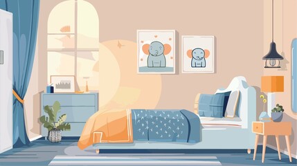 Modern Cute Elephant Decorates Colorful Room