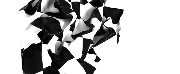 The checkered flag waves in the wind signifying the finish line