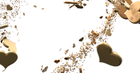 3D illustration of hearts falling