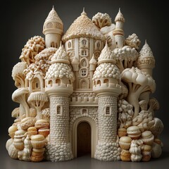 Whimsical Castle Made Of Sweet Treats And Stone