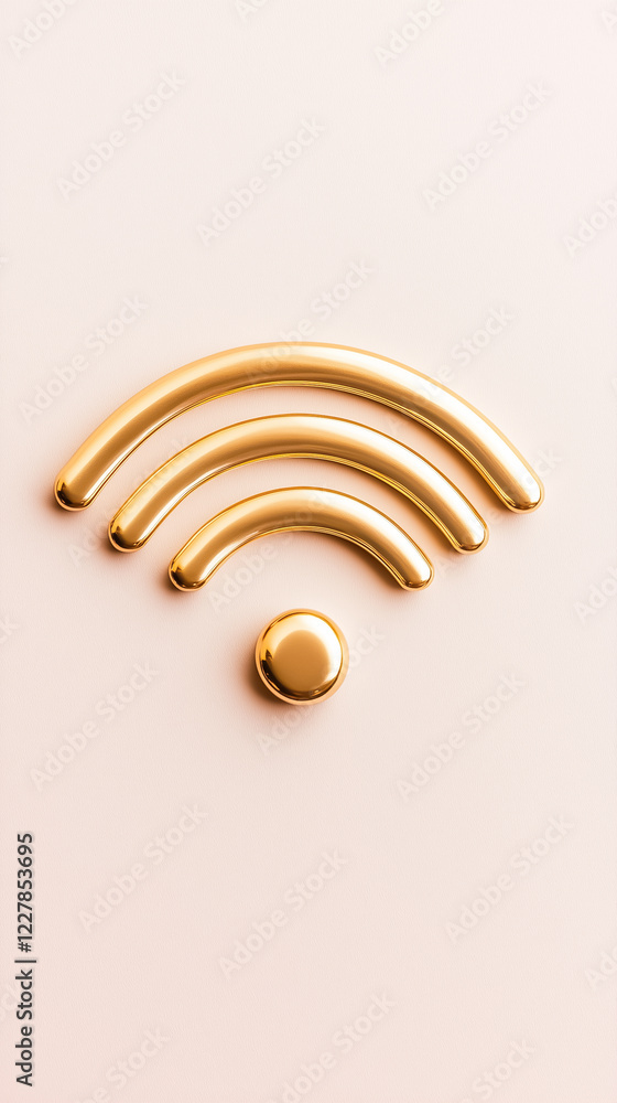 Aufkleber soft waves of wireless signals emanate from a simple device shape, softly illuminated against a neut