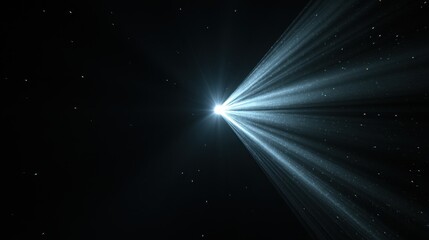 Bright Comet with Radiant Light Beams in Dark Cosmic Space