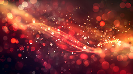 A vibrant abstract background with swirling lights and bokeh effects in warm colors.