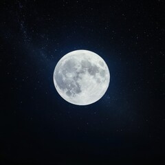Fototapeta premium Full Moon Glowing Brightly Against a Dark Starry Night Sky