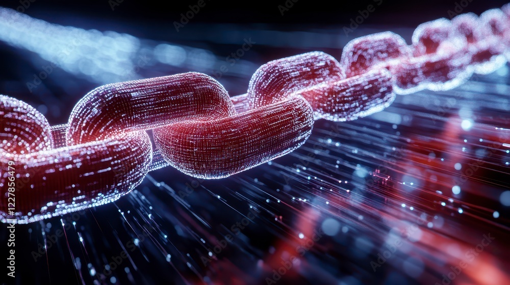 Poster glowing digital chain abstract network connection technology