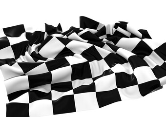 The checkered flag waves in the wind signifying the finish line