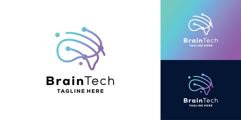 Creative Brain tech logo design. smart brain logo design, vector illustration
