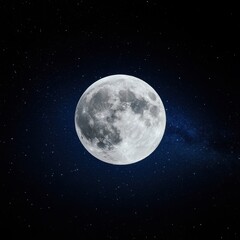 Stunning Full Moon Over Starry Night Sky in Dark Space
