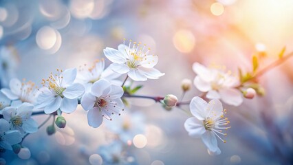 Fototapeta premium Dreamy Pastel White Spring Flower Silhouette Photography