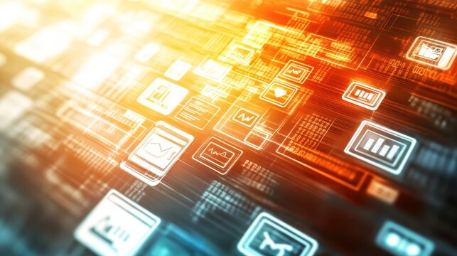 Vibrant computer screen display with an array of application icons for enhanced productivity and seamless workflow