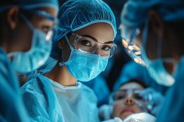 Experienced Surgeon in Operating Room with Medical Team, Generative AI photo image