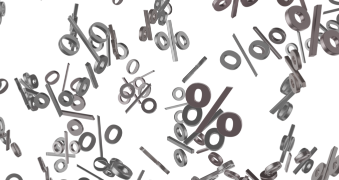 percent shopping digital in 3d. background