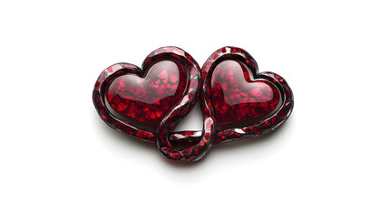 Valentine's Day card with two intertwined hearts forming a love knot isolated on white background in HD