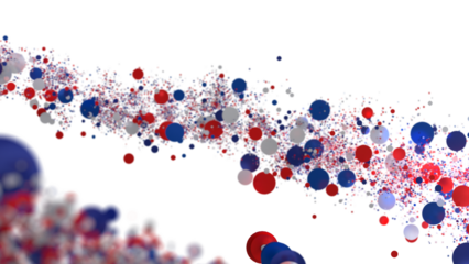 Festive background with confetti in the shape of stars in the color of the American flag. US independence day.