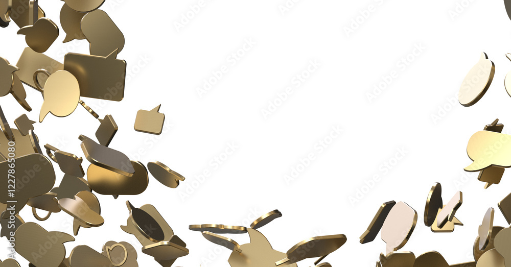 Poster 3D rendering flying email icon and web flying
