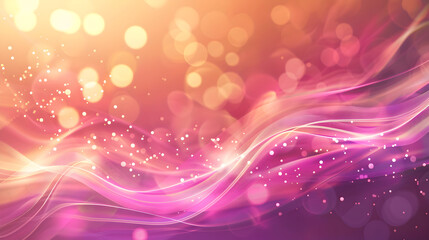 Abstract vibrant waves with bokeh effects in pink and orange hues.