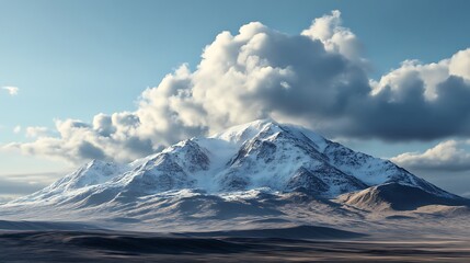 Gorgeous snow covered mountain peaks sparkling under diamond-clear winter sky