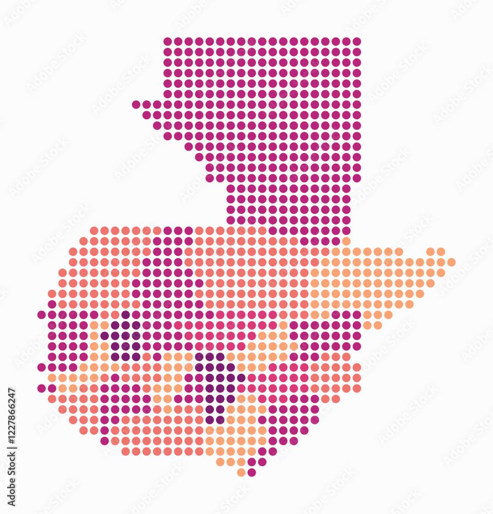 Poster guatemala dotted map. digital style map of the country on white background. guatemala shape with cir