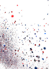 confetti - USA banner mockup with confetti confetti in American national colors. USA Presidents Day, American Labor day, Memorial Day, US election concept.