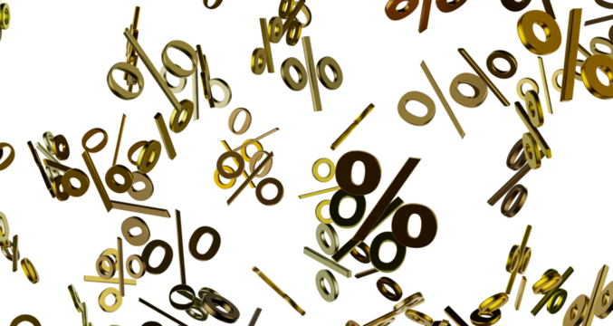 percent shopping digital in 3d. background