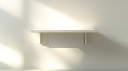 close-up of wall-mounted folding desk in bright white finish paired with hidden storage compartment under diffused