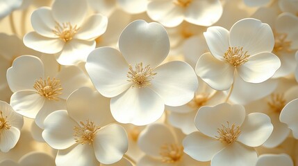 Cream flowers, close-up, sunlit, floral background, design