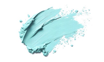 Obraz premium Pastel blue paint stroke, textured, isolated, white background, cosmetic swatch