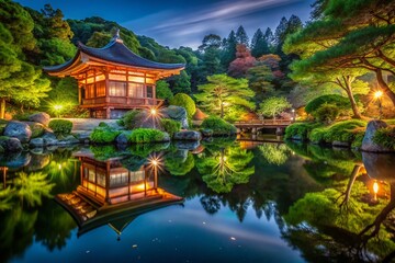 Eikan-Do Temple Garden Pond Night Photography - Kyoto Japan Serene Landscape
